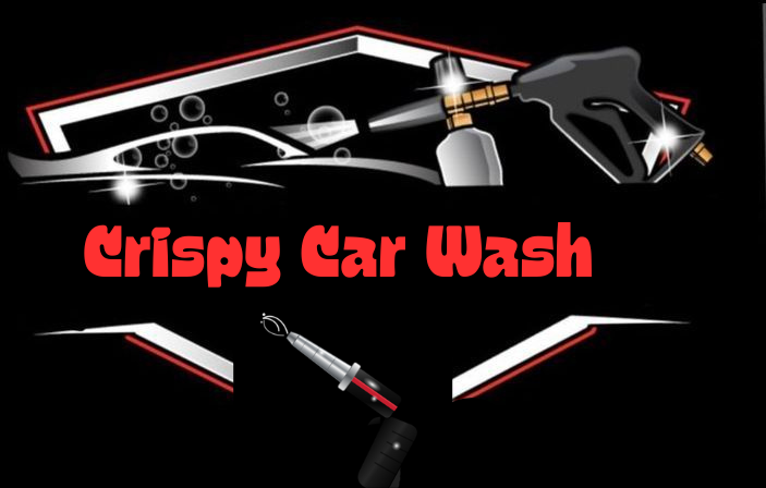 Crispy Car Wash logo featuring a foam cannon and polisher with the Crispy Car Wash wordmark